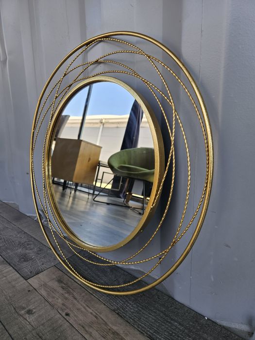 Złote lustro okrągła rama