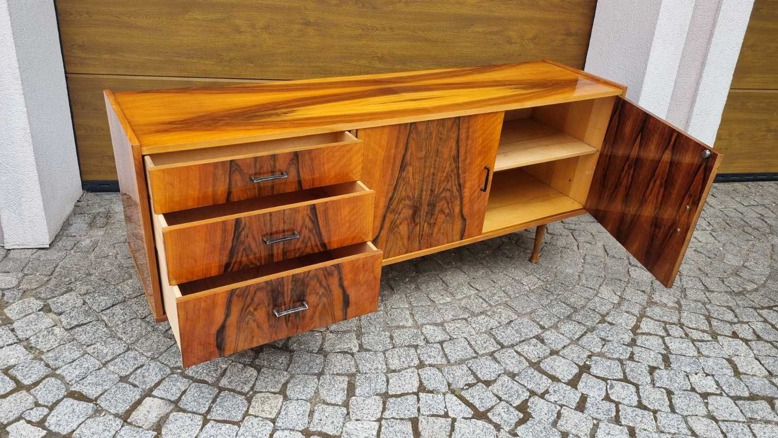 Dobry Stan Mega Fornir Sideboard Długa Komoda Lata 60 Grabiński PRL