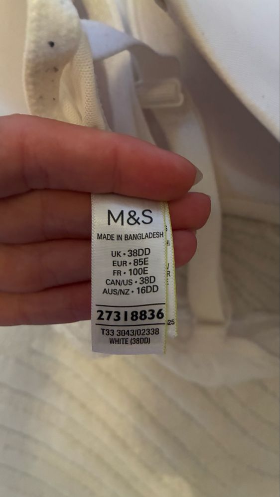M&S marks&spencer biustonosz stanik bialy 85E