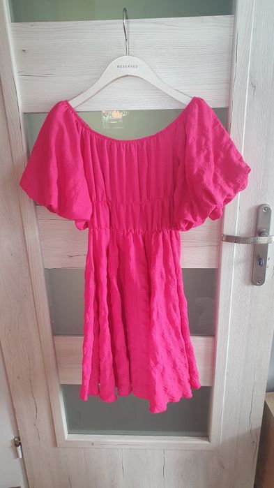Sukienka shein r.xs/s różowa bufki romantyczna