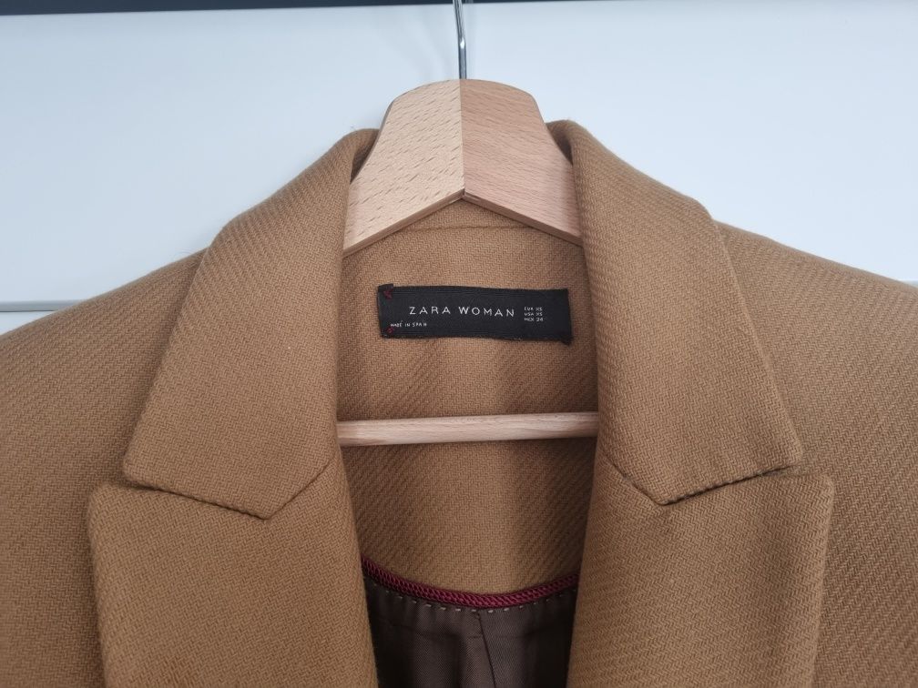 Zara płaszcz wełniany XS karmel