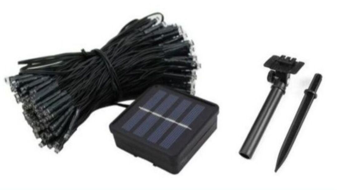 Lampki solarne 22m ledowe światełka złote żółte do ogrodu na balkon