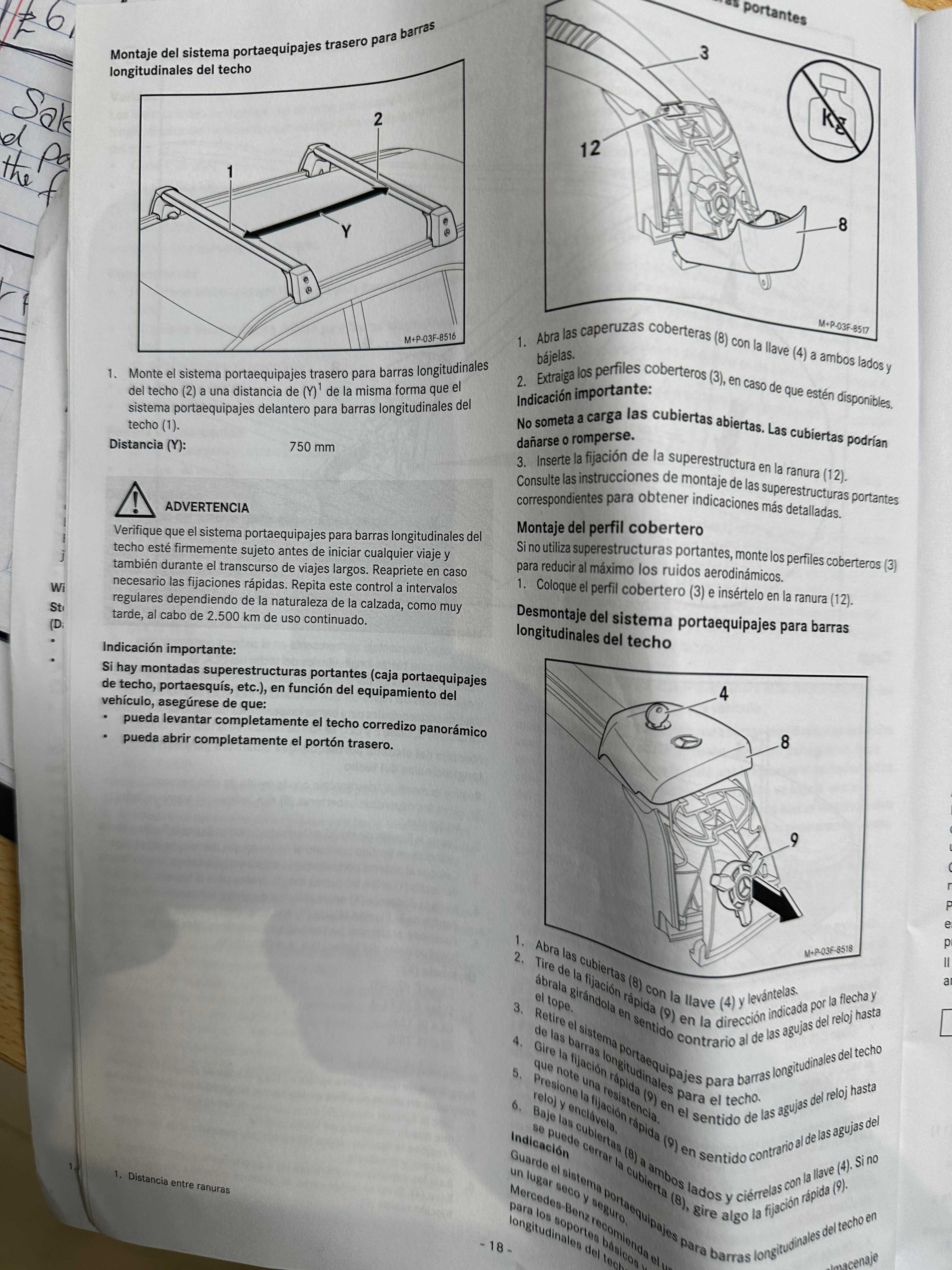 Mala de tejadilho e barras Mercedes originais