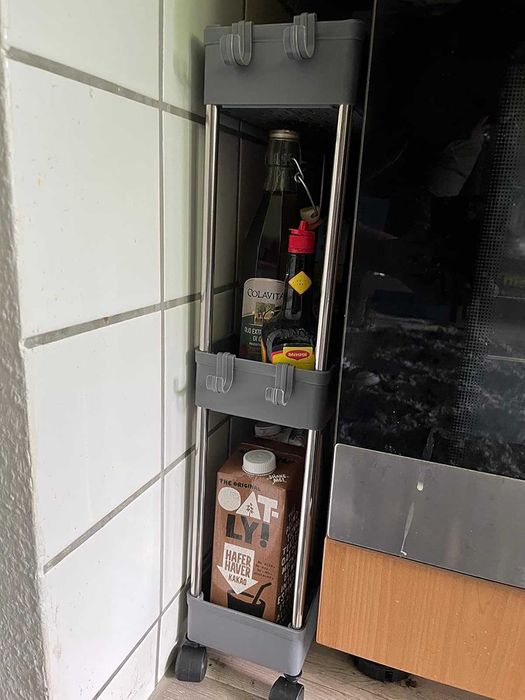 Wózek na kółkach 3 półki do kuchni łazienki szary NOWY