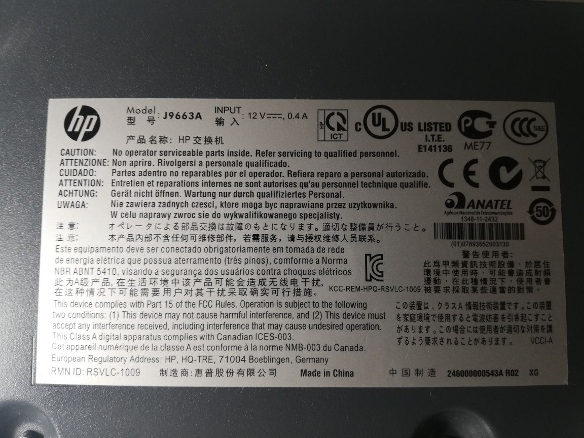 Switch Hp 1410-24 model: J9663A