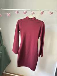 River Island burgundowa sukienka z rozszerzanymi rękawami 34/XS