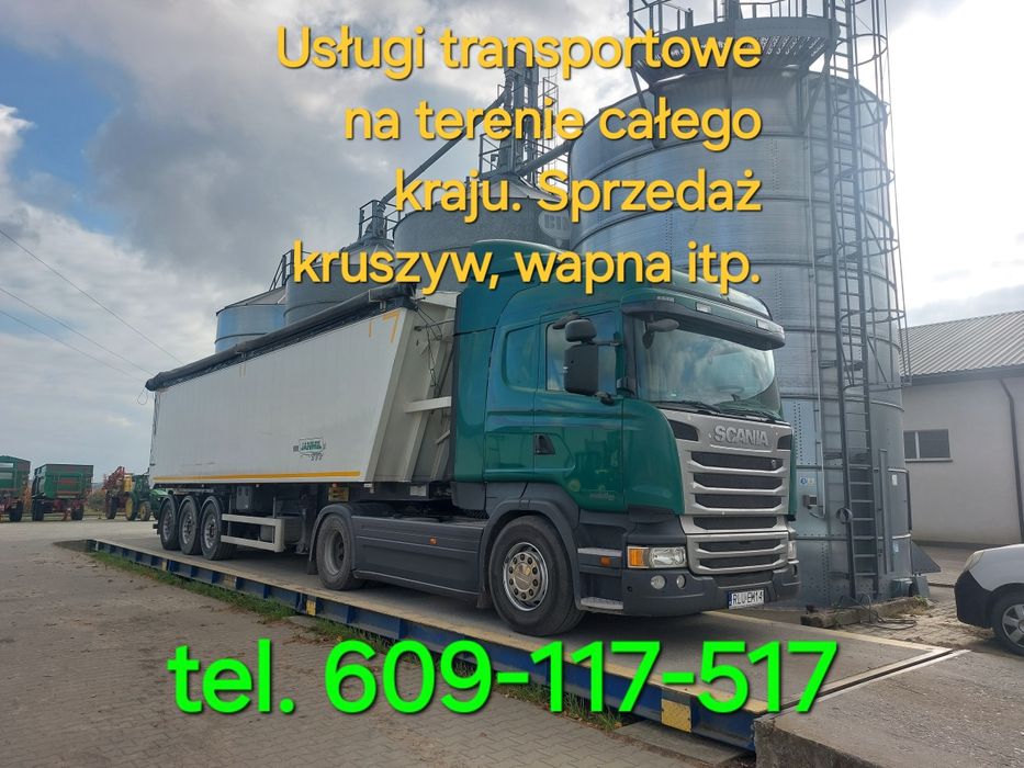 Kamień kliniec tłuczeń, piasek żwir wapno nawozowe, ziemia. TRANSPORT