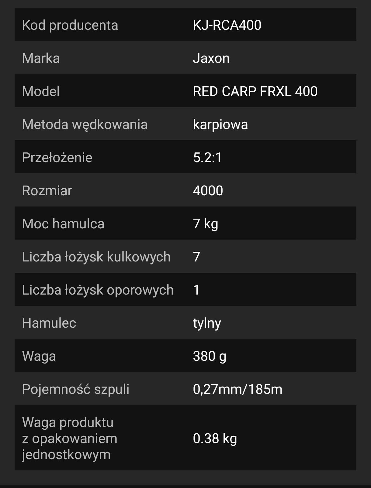 Kołowrotek Jaxon RED CARP FRXL 400 5.2:1