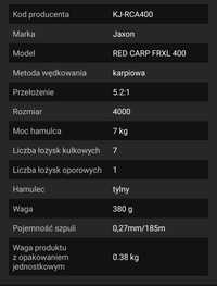 Kołowrotek Jaxon RED CARP FRXL 400 5.2:1