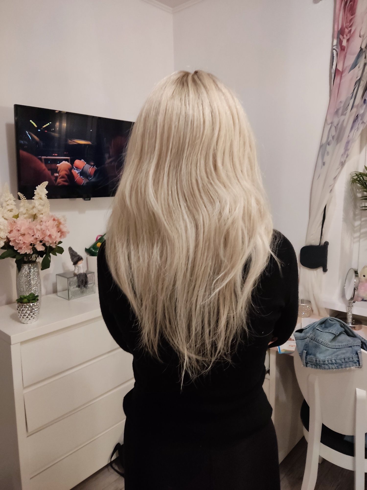 Peruka naturalna jasny blond z odrostem włosy 100% naturalne