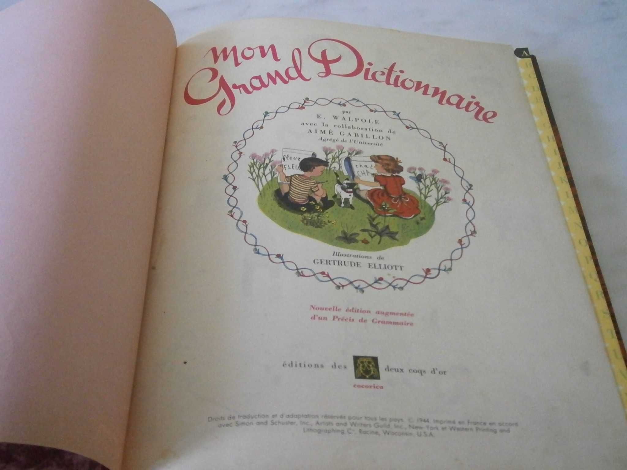 Dicionário “MON GRAND DICTIONNAIRE Français, ano 1944