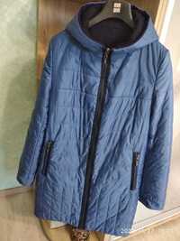 Женская куртка осенне-весенняя / двухсторонняя / синяя / размер 48