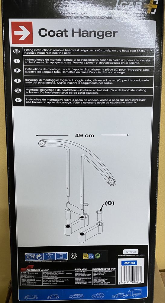 Suporte para casacos Auto “NOVO”