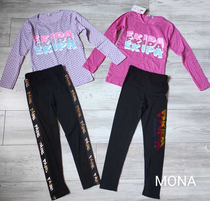 bluzka tshirt ekipa tik tok szara różowa 128/134/140/146/152/158/164