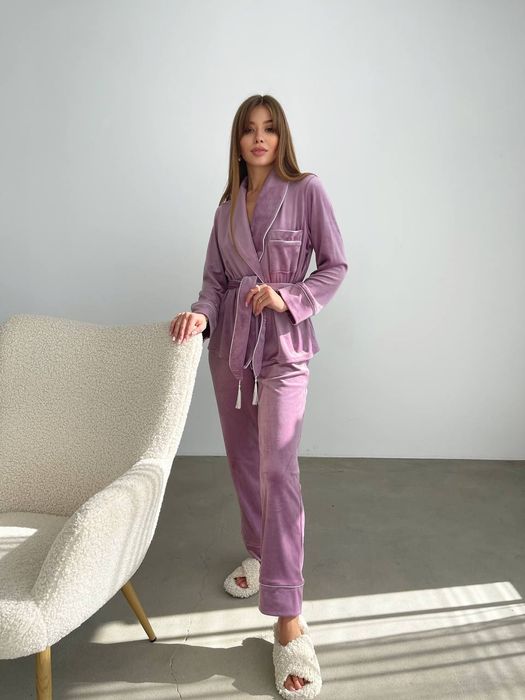 Плюшевий костюм для дому та відпочинку піжама кофта штани велюр