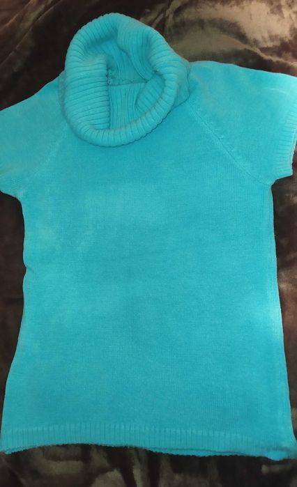 Golf damski z krótkim rękawem, niebieski r. S