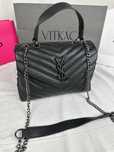 Torba listonoszka duza prazkowana damska Czarna YSL
