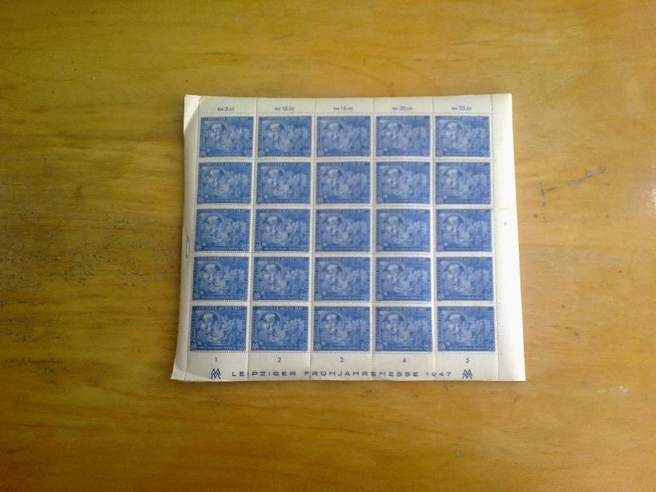 Znaczki pocztowe Briefmarken Leipziger Frühjahrsmesse 1947, 50 Bogen