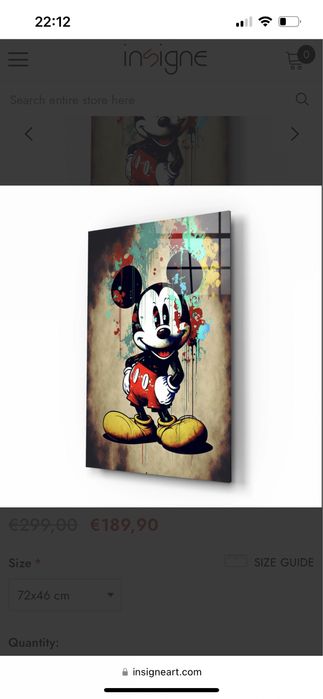 Quadro Mickey the Giant 72x46 cm