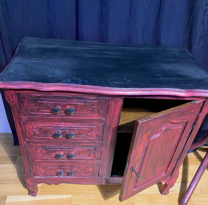 Komoda retro malowana artystyczna przedpokój toaletka vintage