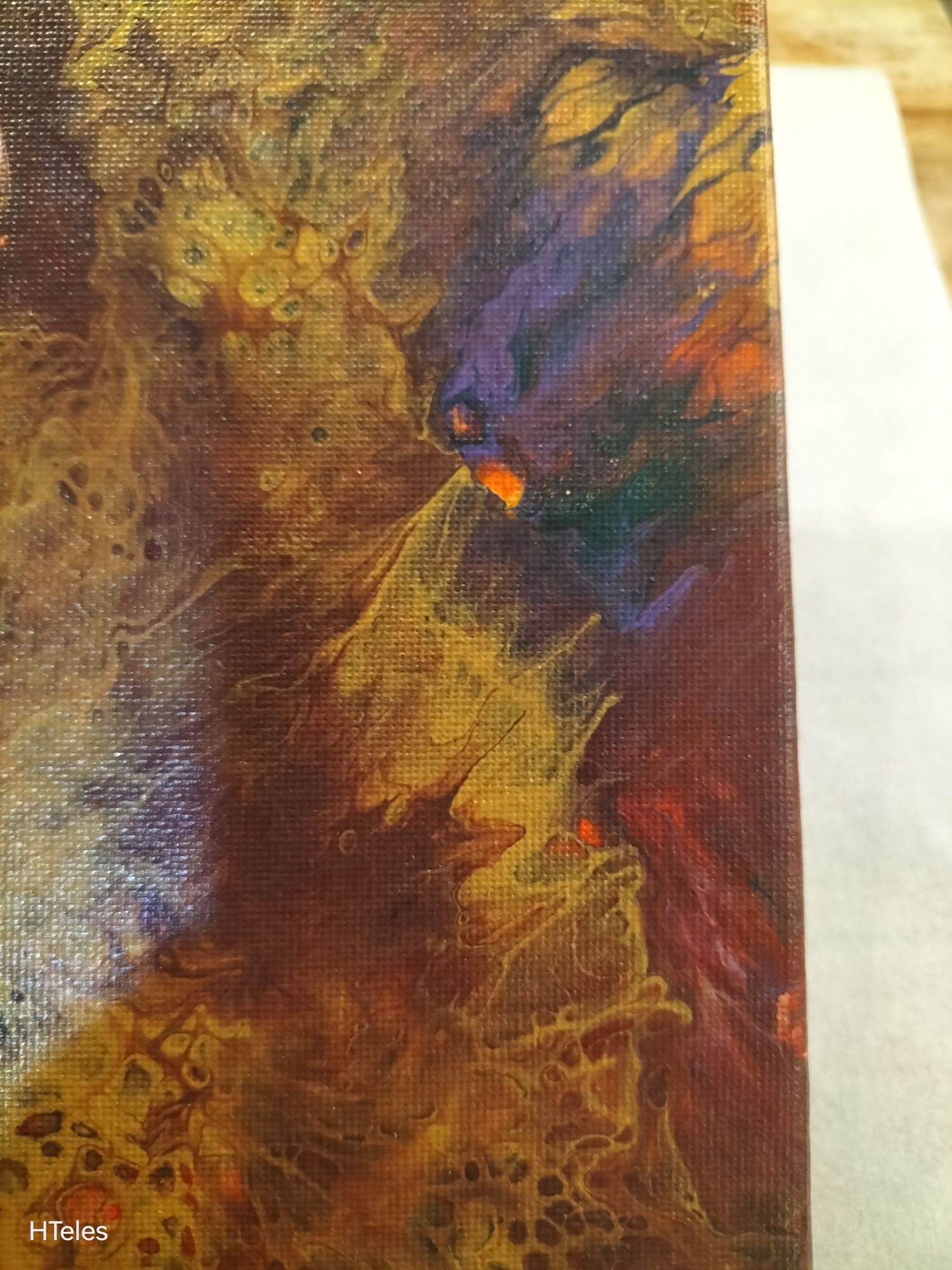 Pintura original, acrílico sobre tela "A ave escondida"