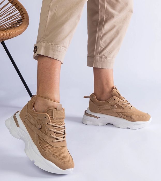 Brązowe sneakersy na grubszej podeszwie Guerrera