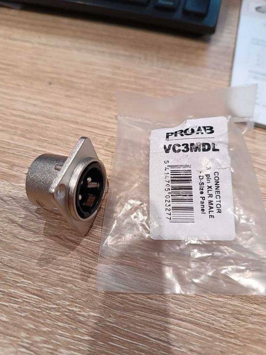 PROCAB VC3MDL Złącze XLR męskie 3 Pin gniazdo na panel