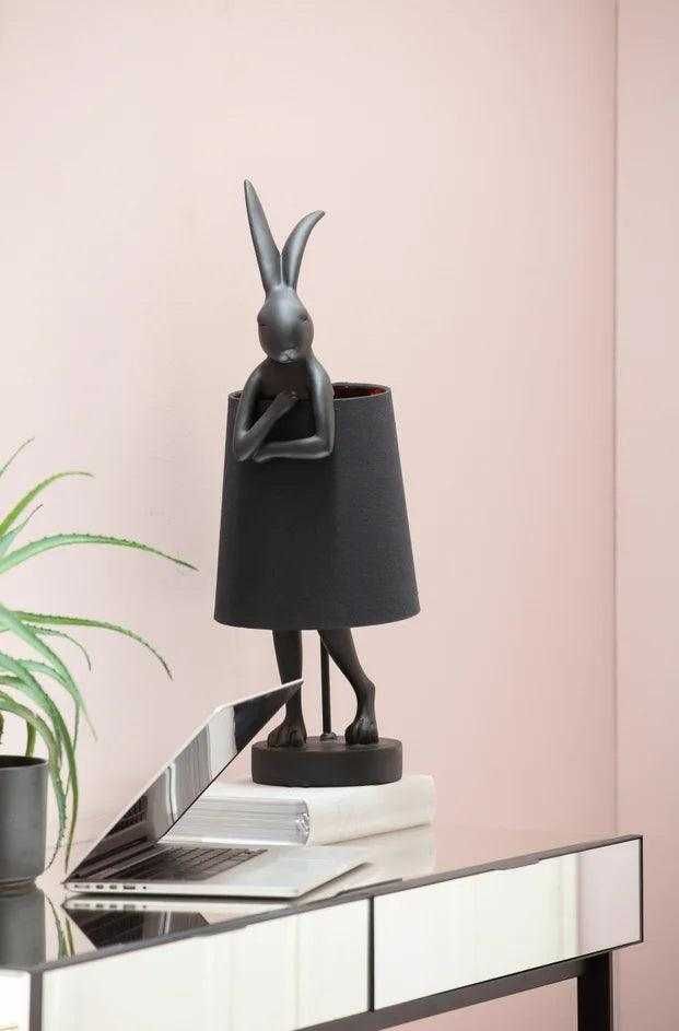 Lampa stołowa czarna w kształcie królika
