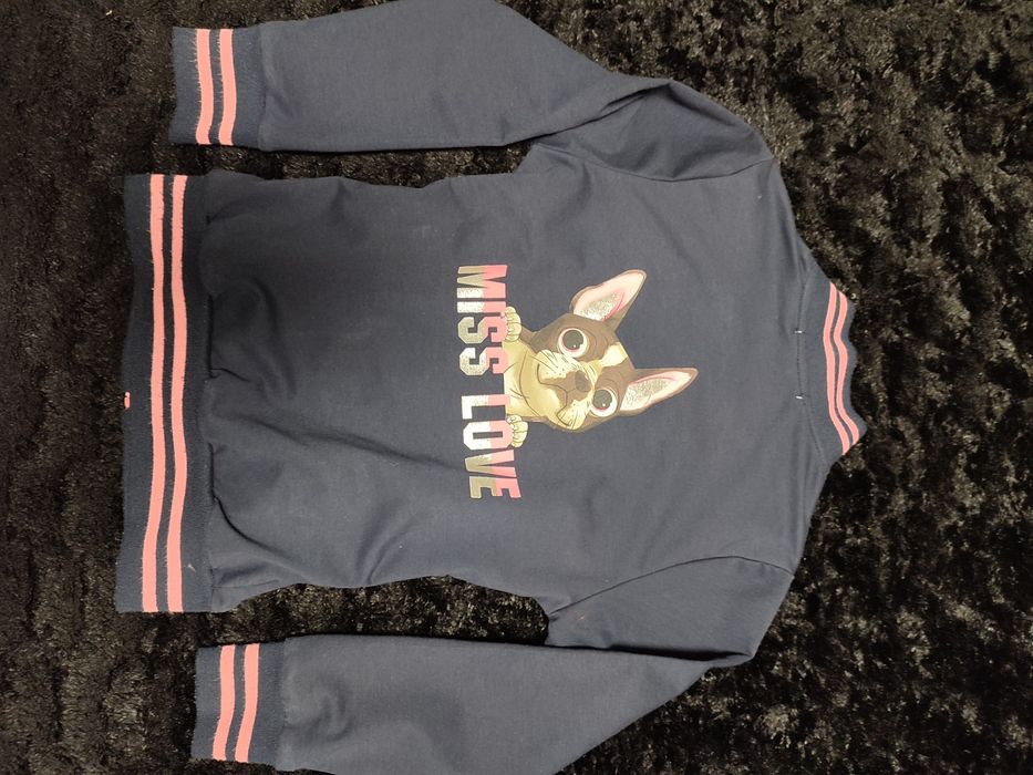 Śliczna bluza bejsbolówka z pieskiem r.134/140