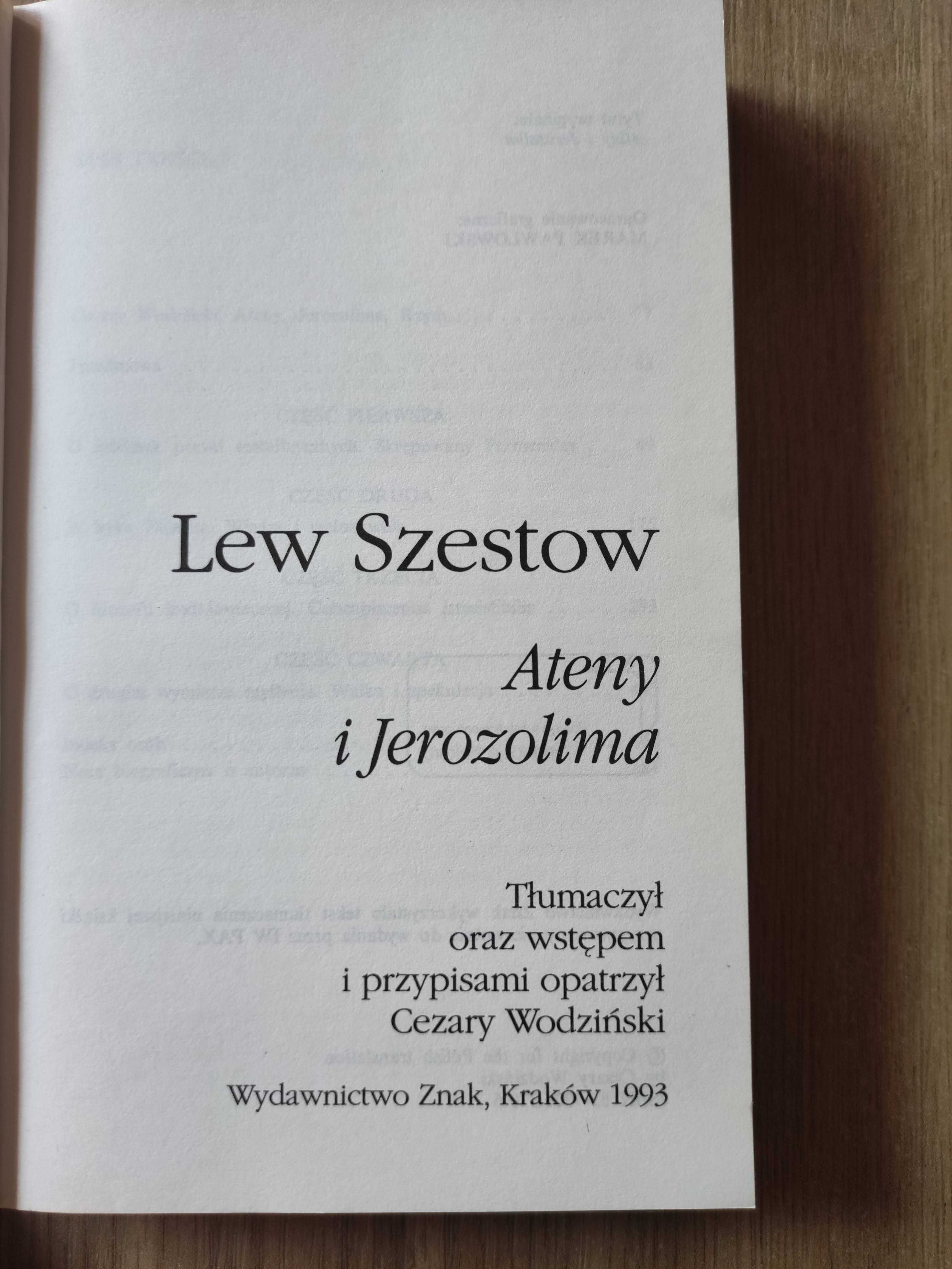 Ateny i Jerozolima - Lew Szestow / unikat!