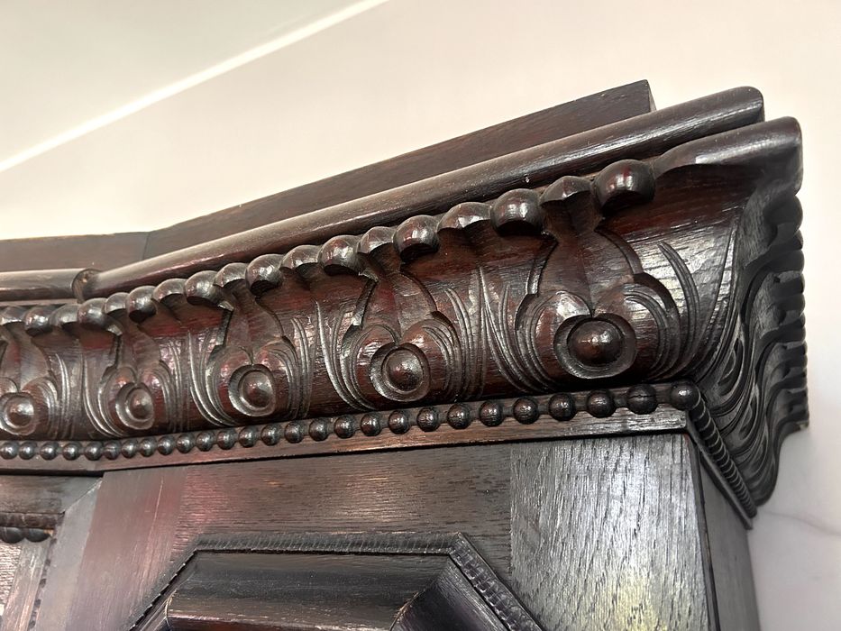 Biblioteka i biurko (zestaw) - antyki z duszą, lite drewno, rzeźbienia