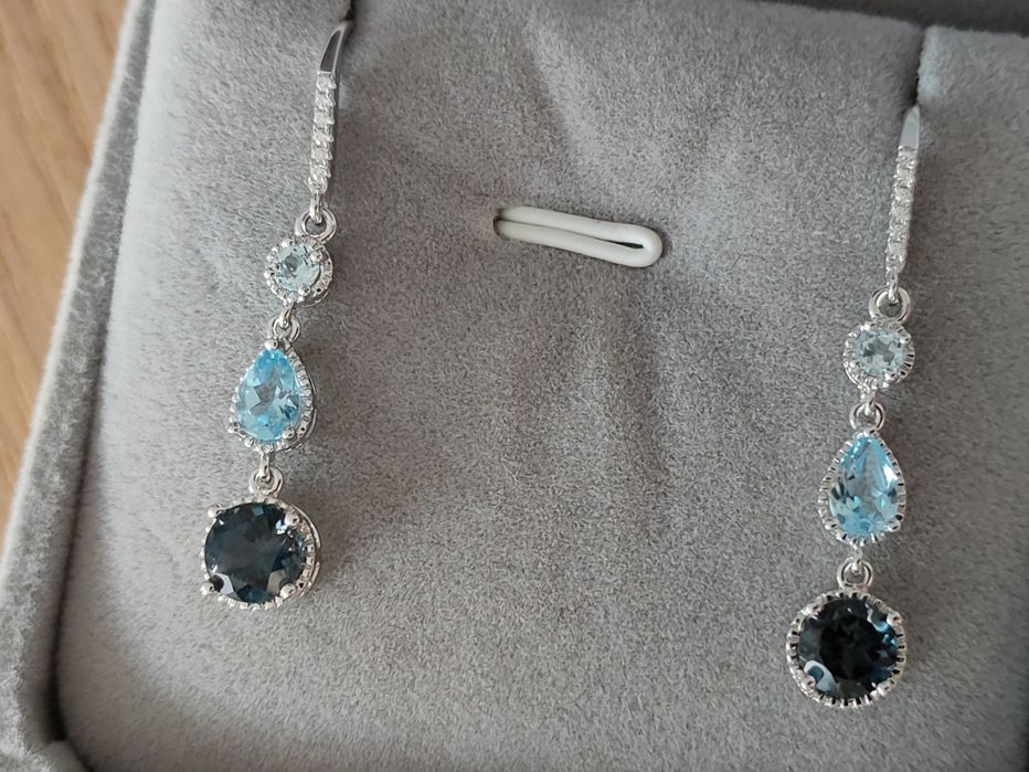 Kolczyki srebro 925 z naturalnym topazem i fluorytem