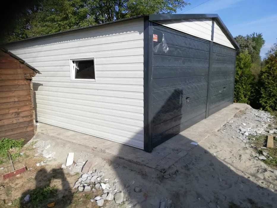 Garaż blaszany podwójny 6x5, 6x6, 6x7, 7x5 - Blaszak Antracyt  Grafit