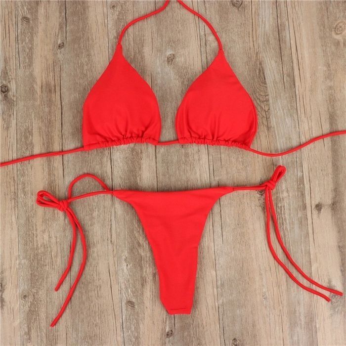 Sexy Strój Kąpielowy Wiązane Bikini Brazylijskie Stringi - L