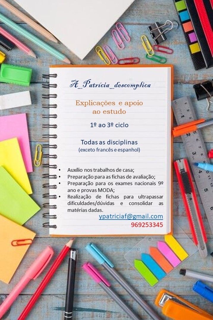 Explicações/apoio ao estudo até 9° ano