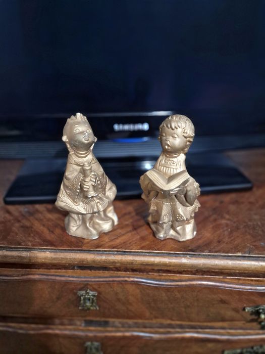 Dois bonecos de natal em gesso antigos