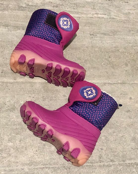 Śniegowce dziecięce DZIEWCZĘCE, świecące podeszwy. Rozmiar 25