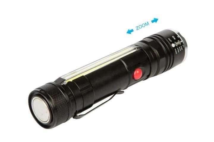 Фонарь металл, T6-26+T6+COB, ЗУ micro USB, 1x18650/3xAAA, магнит, zoom