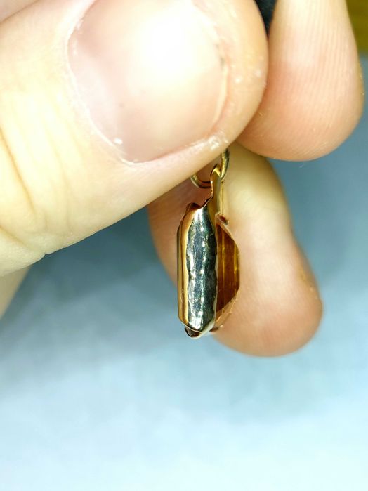 Кулон ожерелье подвеска топаз золото 585 кожа вощеная