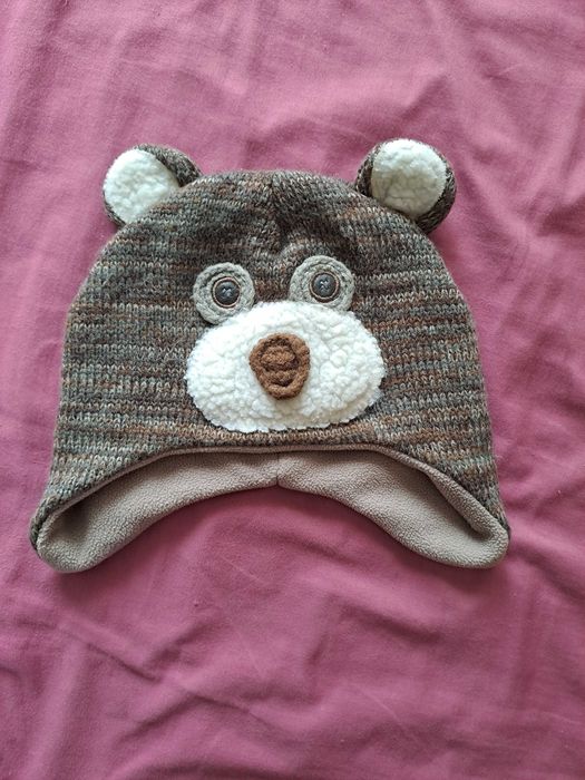 Czapka zimowa dziecięca 1+ miś polar uszatka z uszami