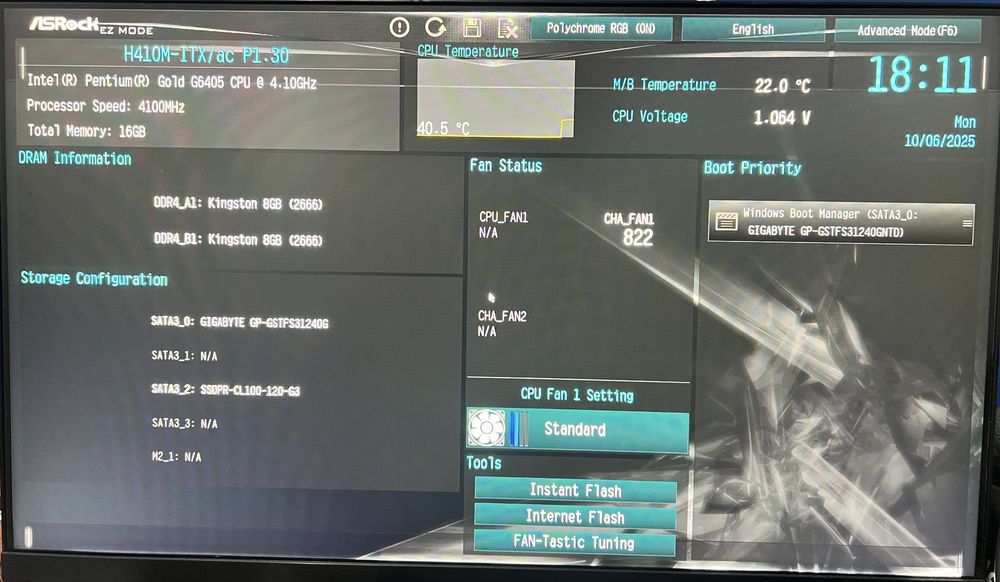 Продам ПК H410M-ITX/ac P1.30