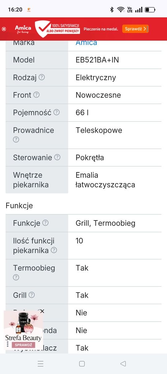 Piekarnik do zabudowy  AMICA EB521BA+ IN