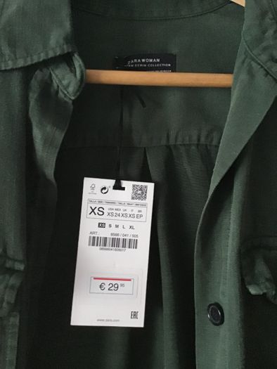 Camisa verde zara com etiqueta