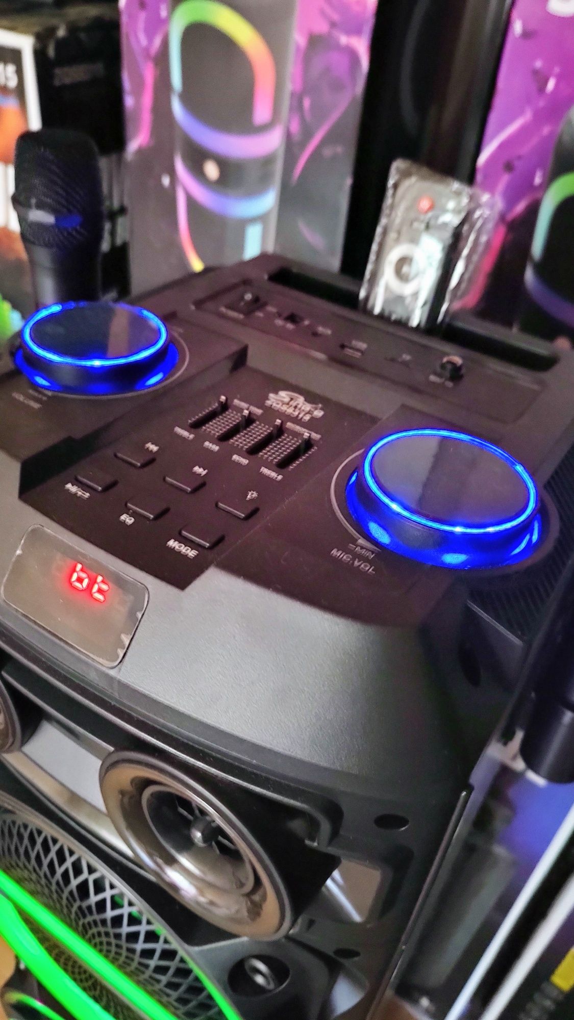 Караоке акустика SinG-15(Bluetooth,USB,SD,FM)пультДУ,2безпроводных мик