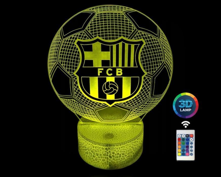 Lampka LED FC Barcelona 3D Piłka – 16 barw, pilot w zestawie