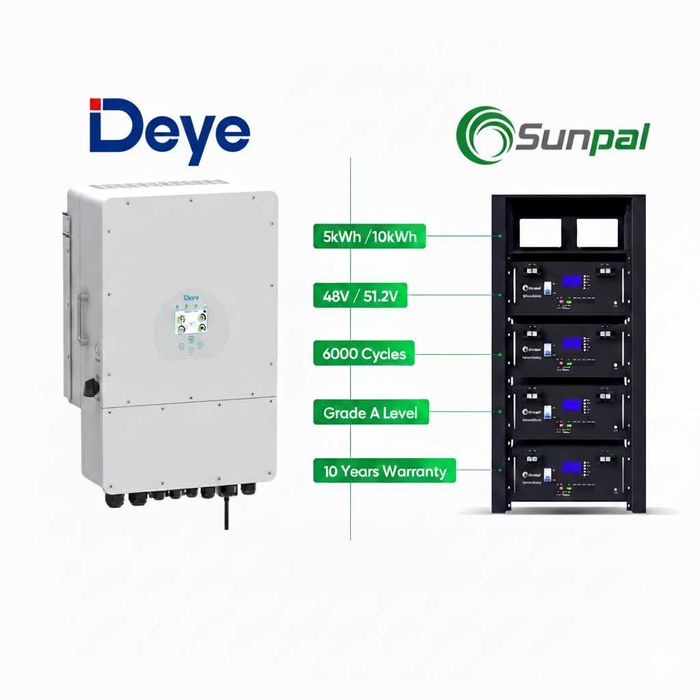 Інвертор DEYE 5kW/6kW + АКБ Sunpal PP-E1 5kWh/10kWh + Гарантія