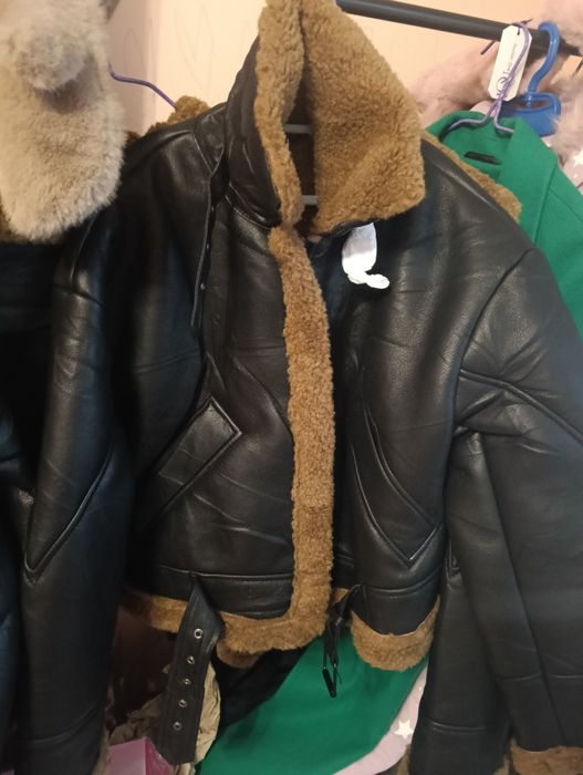 Дублянка зима коротка коричнева чорна авіатор