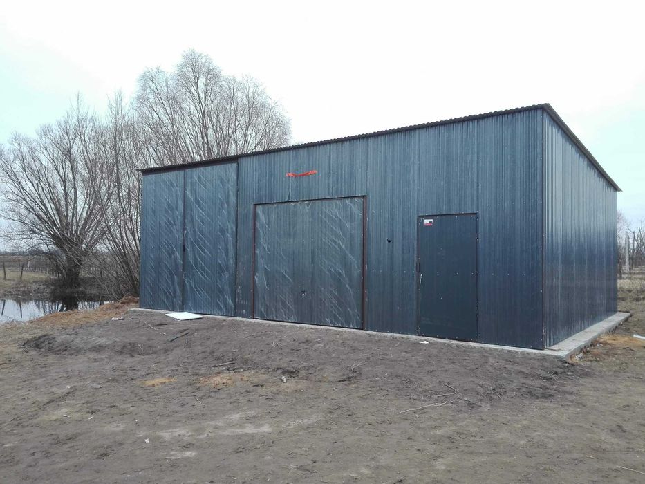 garaż blaszany 6x5,8 z wiatą, drewnopodobny, wiaty, hale