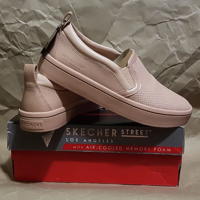 Кожаные пудровые слипоны SKECHER Street Hi-Lites Memory Foam 9US 39EU