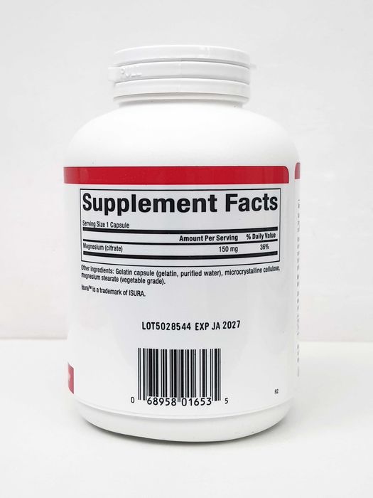 Магній цитрат Natural Factors, 150 мг, 90/180/360 капсул